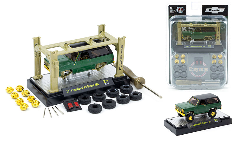 Release 79 1974 Chevrolet K5 Blazer 4X4 in Green with Chrome Gold Accents CHASE