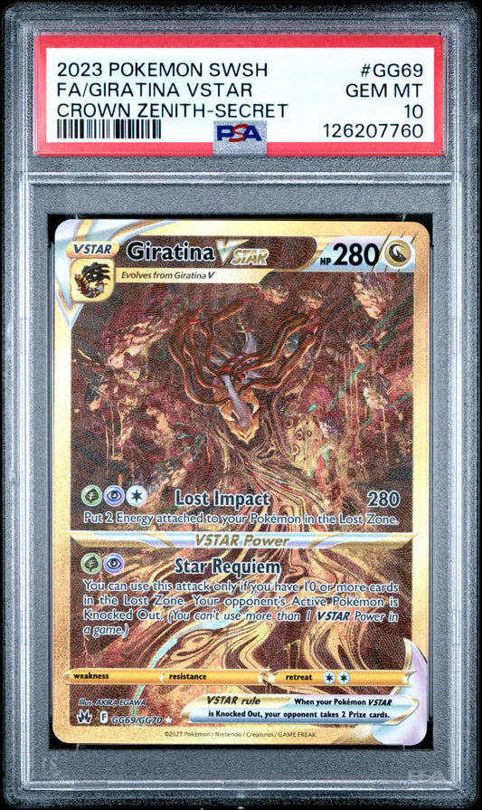 Giratina VSTAR GG69/GG70 (Secret Gold Rare) – Crown Zenith – PSA 10