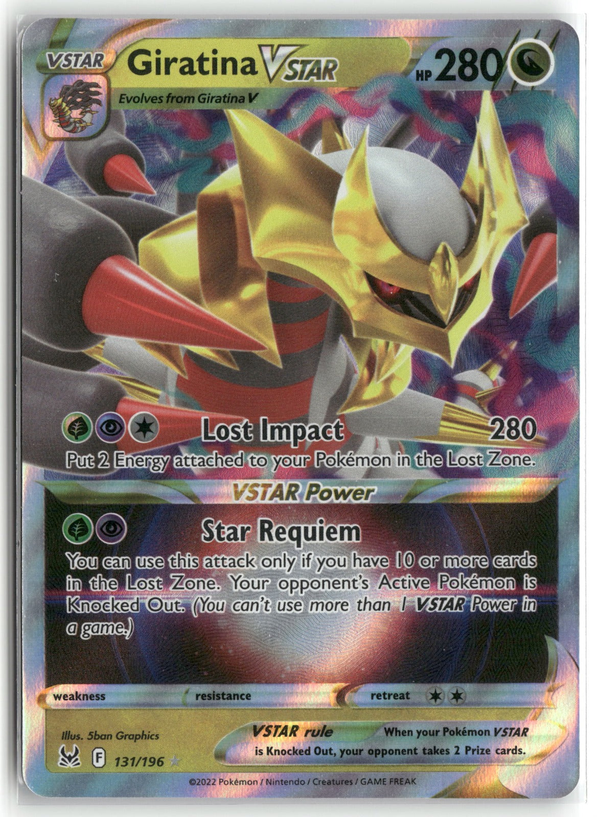 Pokemon Giratina VSTAR 131/196 Ultra Rare 2022 SWSH11: Lost Origin