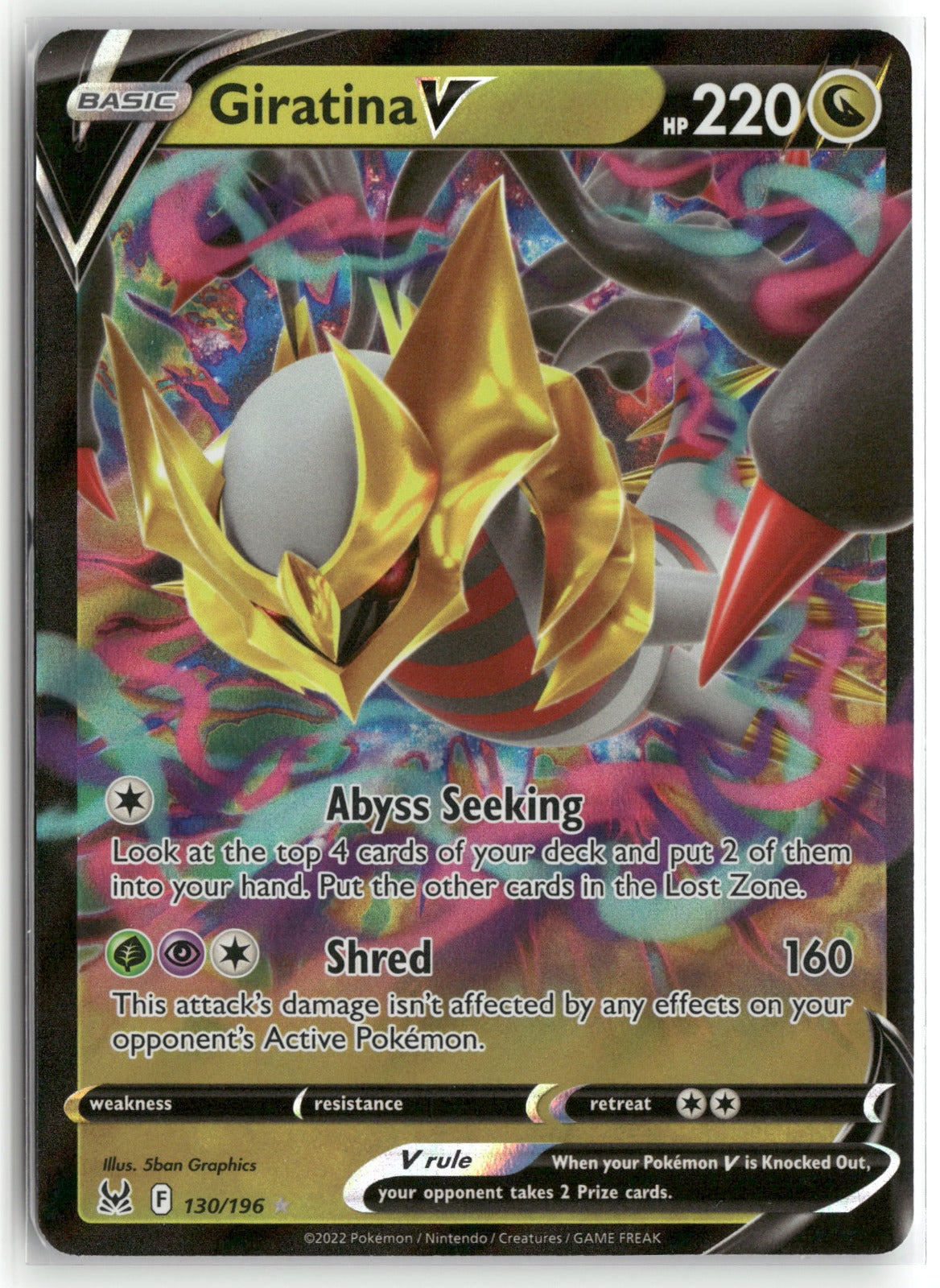 Pokemon Giratina V 130/196 Ultra Rare 2022 SWSH11: Lost Origin