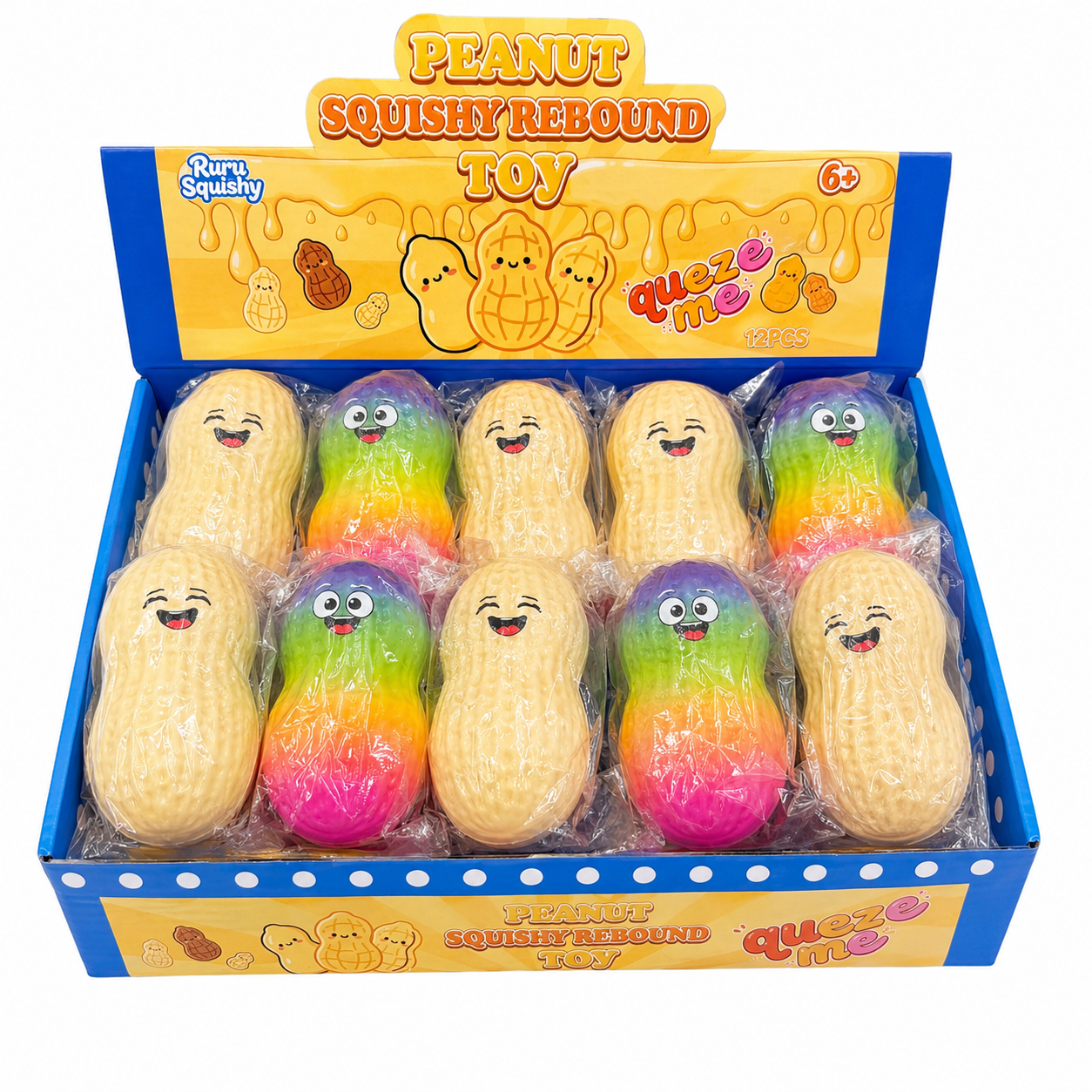 Peanut Slow-Rise Squishy - Assorted Colors - 12-Piece Displa