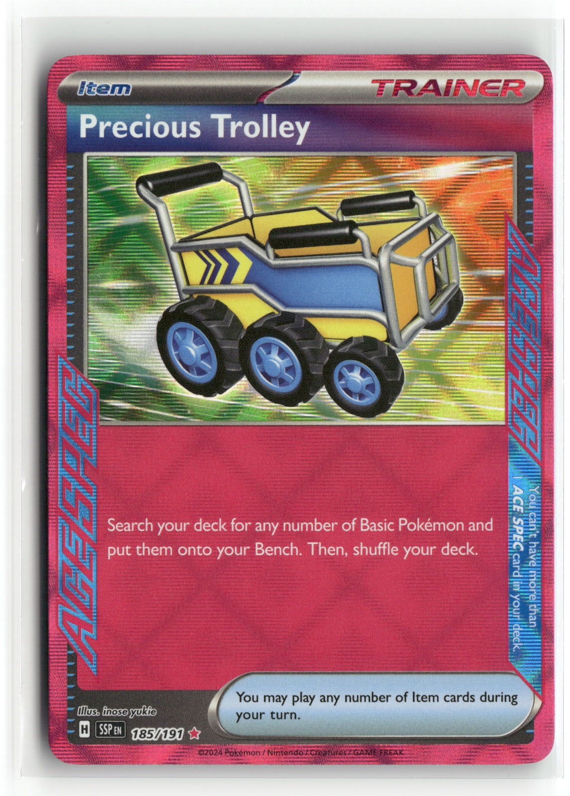 Pokemon Precious Trolley 185/191 ACE SPEC Rare 2024 SV08: Surging Sparks