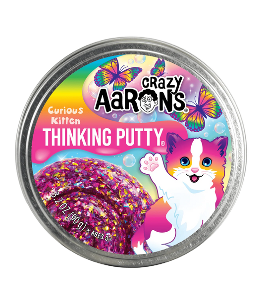 Crazy Aaron's Curious Kitten Putty Pets - Full size 4" Thinking Putty Tin
