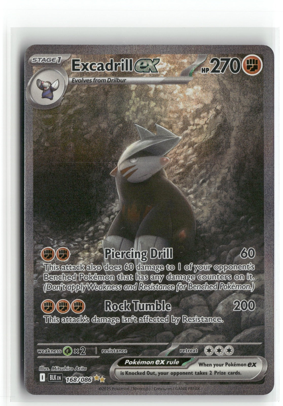 Pokemon Excadrill ex 168/086 Special Illustration Rare 2025 SV: Black Bolt