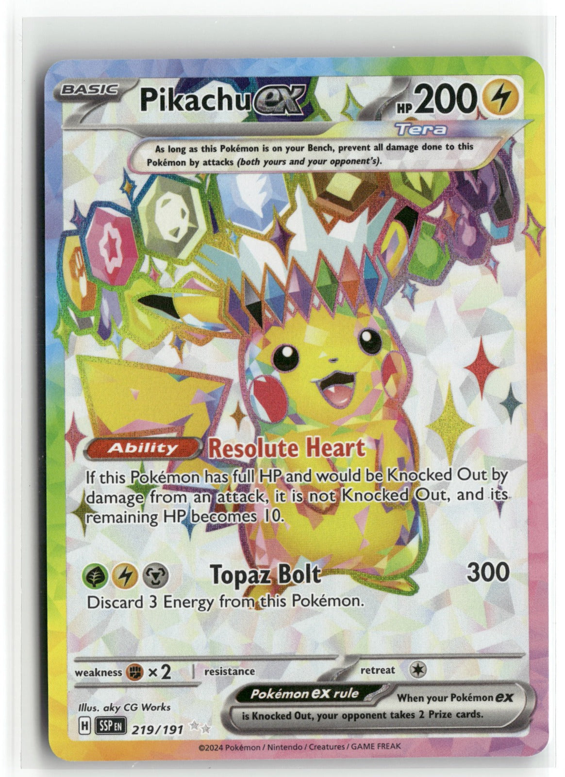Pokemon Pikachu ex 219/191 Ultra Rare 2024 SV08: Surging Sparks