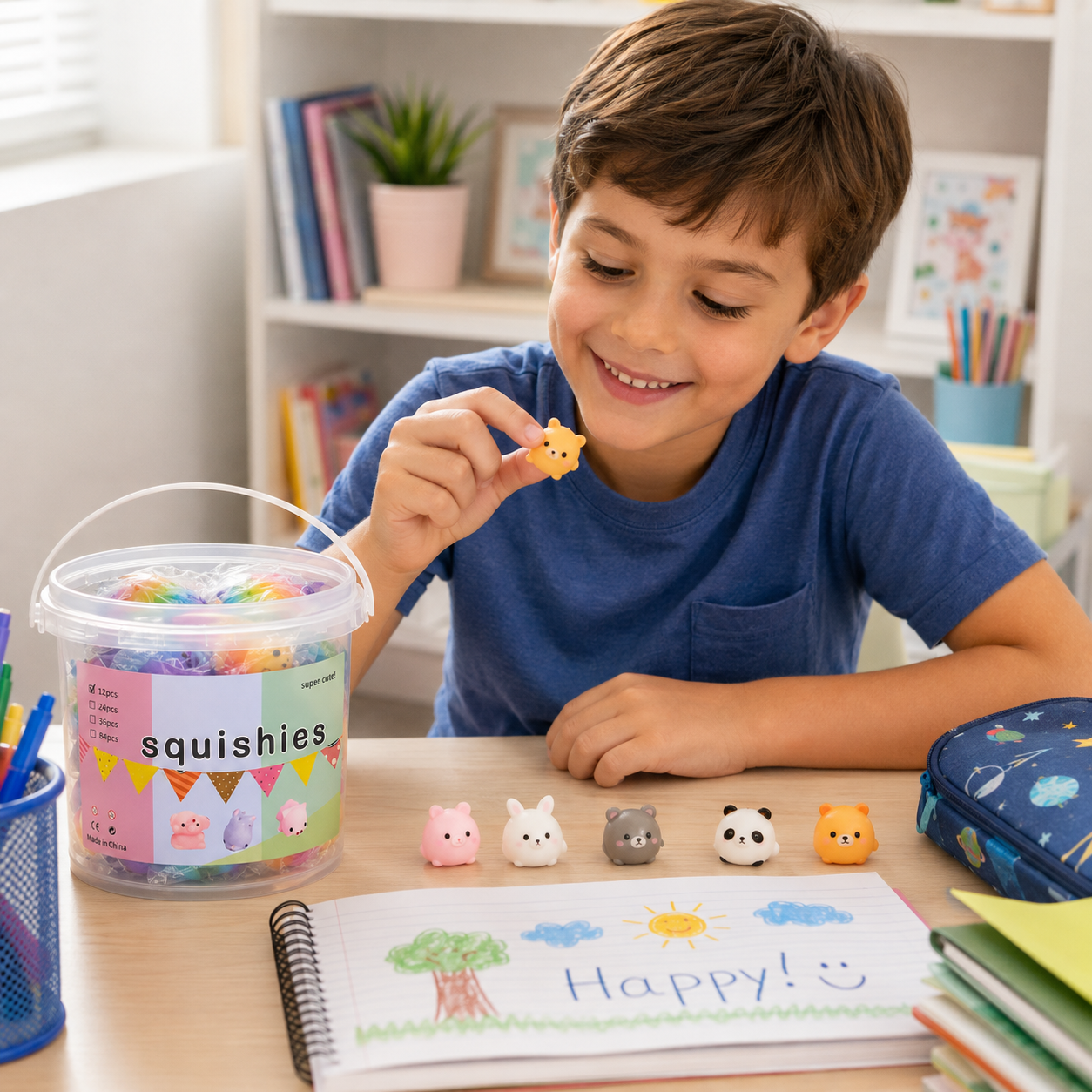 Mini Mochi Animal Squishies  12 Pc Sensory Fidget Toy Bucket
