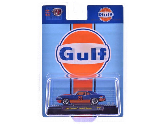 M2 Machines: Gulf Oil - 1969 Chevrolet Camaro Custom with Custom Gulf Graphics in Blue and Orange