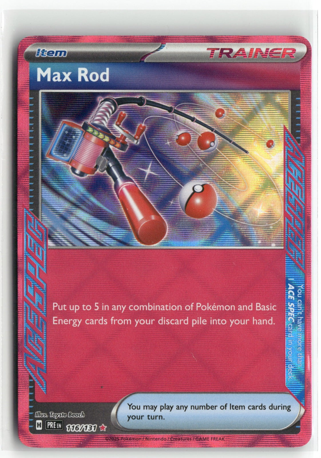 Pokemon Max Rod 116/131 ACE SPEC Rare 2025 SV: Prismatic Evolutions