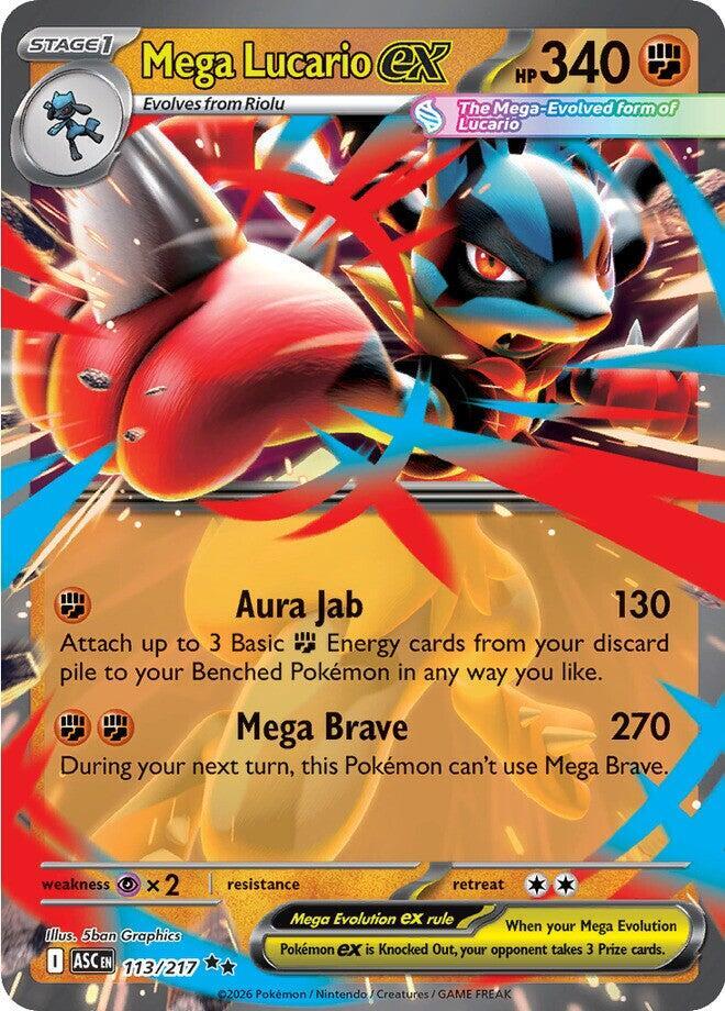 Pokemon ASC Mega Lucario ex 113/217 Holo
