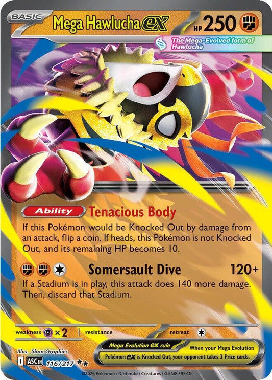 Pokemon ASC Mega Hawlucha ex 116/217 Holo