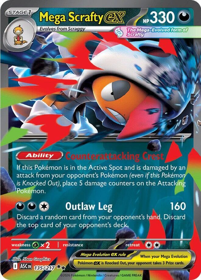 Pokemon ASC Mega Scrafty ex 135/217 Holo
