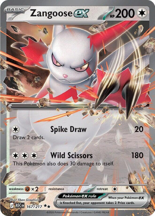 Pokemon ASC Zangoose ex 167/217 Holo