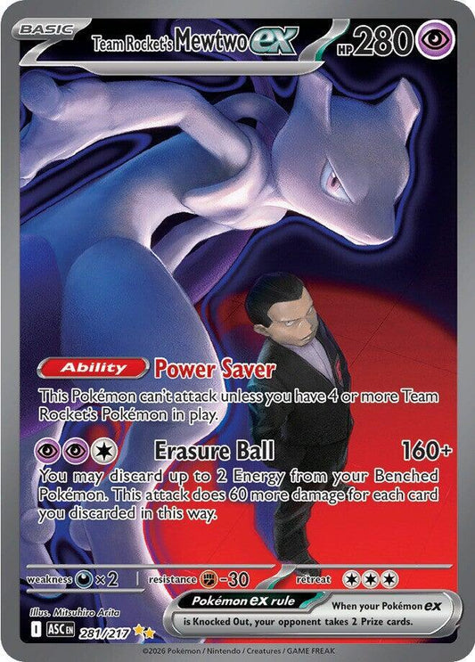Pokemon ASC Team Rocket's Mewtwo ex 281/217 Holo