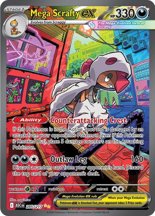 Pokemon ASC Mega Scrafty ex 285/217 Holo