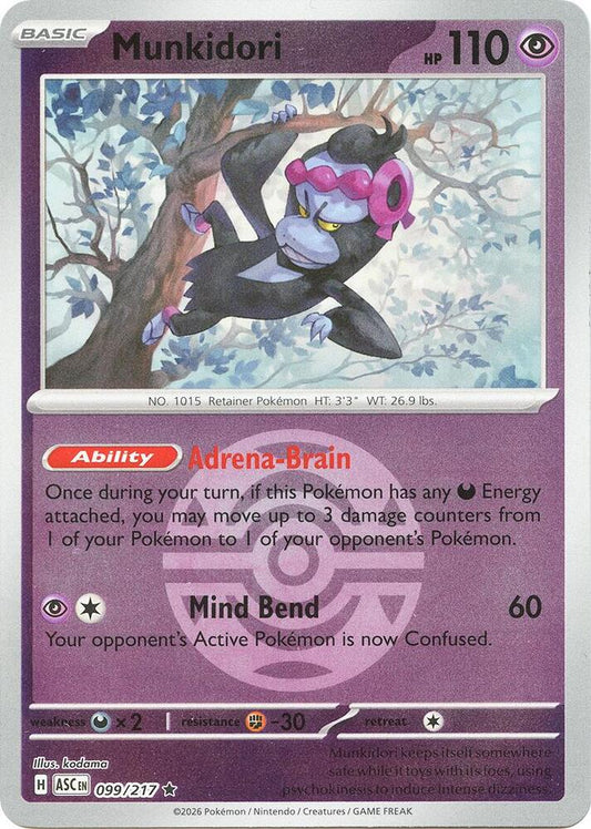 Pokemon ASC Munkidori (Dusk Ball) 099/217 Reverse Holo