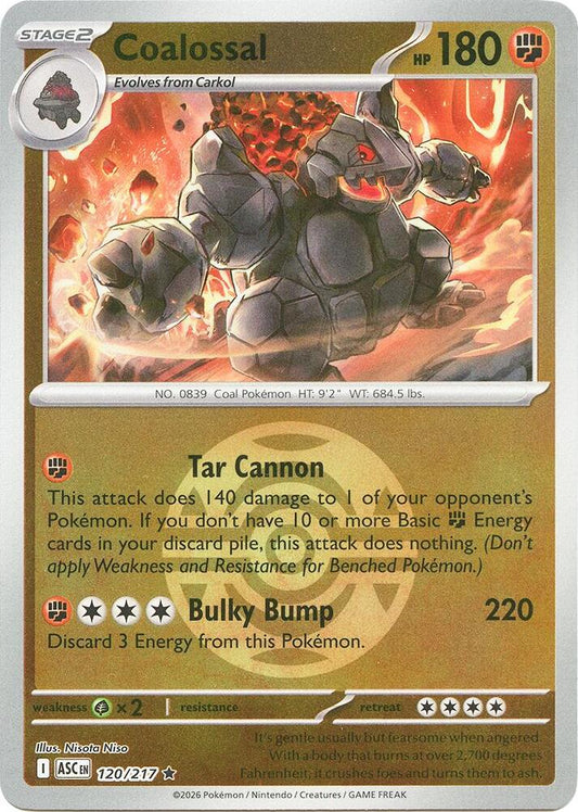 Pokemon ASC Coalossal (Dusk Ball) 120/217 Reverse Holo