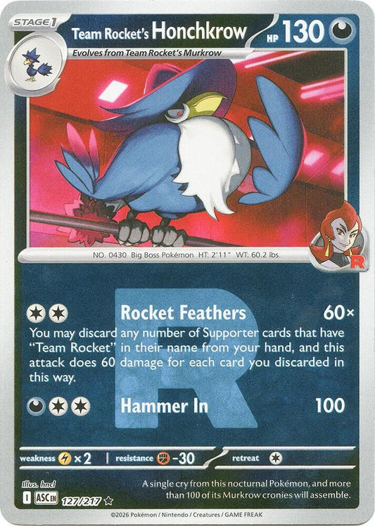 Pokemon ASC Team Rocket's Honchkrow (Team Rocket) 127/217 Reverse Holo