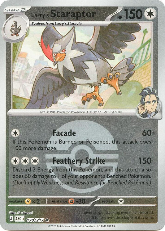 Pokemon ASC Larry's Staraptor - (Poke Ball) 170/217 Reverse Holo