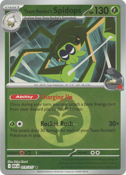 Pokemon ASC Team Rocket's Spidops (Energy Symbol Pattern) 019/217 Reverse Holo