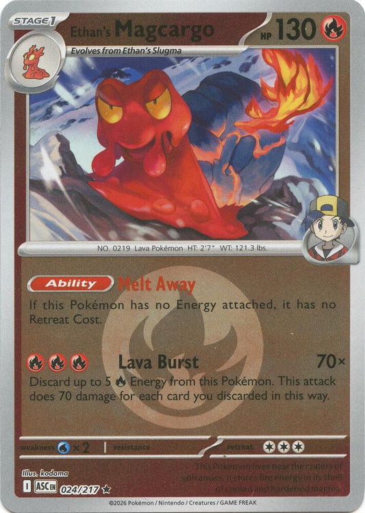 Pokemon ASC Ethan's Magcargo - (Energy Symbol Pattern) 024/217 Reverse Holo