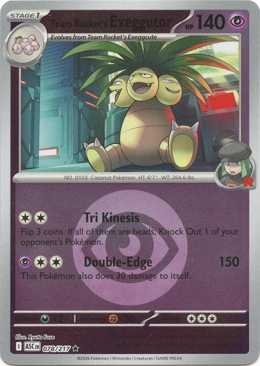 Pokemon ASC Team Rocket's Exeggutor (Energy Symbol Pattern) 078/217 Reverse Holo