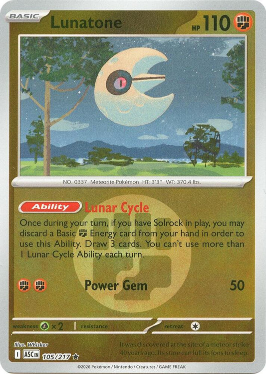 Pokemon ASC Lunatone (Energy Symbol Pattern) 105/217 Reverse Holo