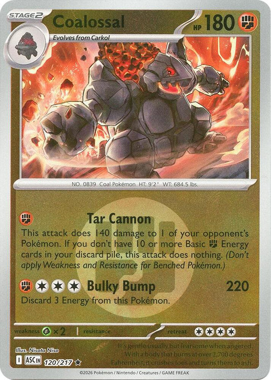 Pokemon ASC Coalossal (Energy Symbol Pattern) 120/217 Reverse Holo