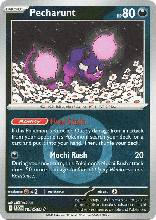 Pokemon ASC Pecharunt (Energy Symbol Pattern) 143/217 Reverse Holo