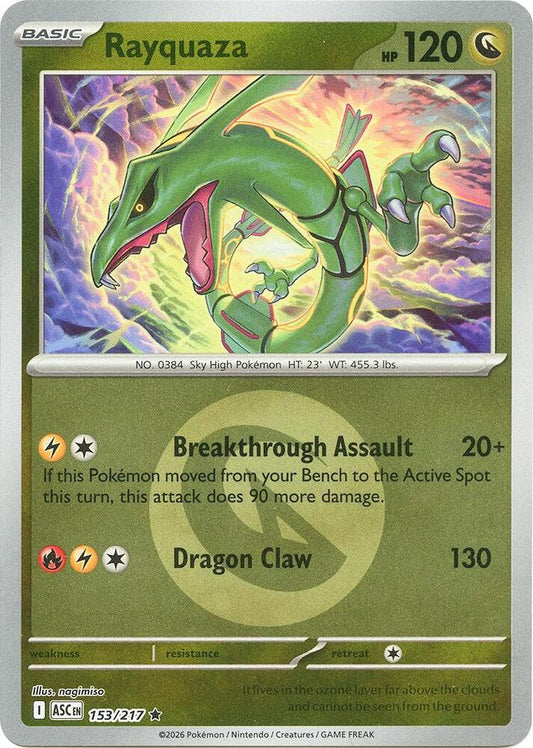 Pokemon ASC Rayquaza (Energy Symbol Pattern) 153/217 Reverse Holo