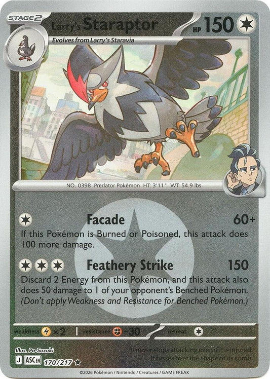 Pokemon ASC Larry's Staraptor - (Energy Symbol Pattern) 170/217 Reverse Holo