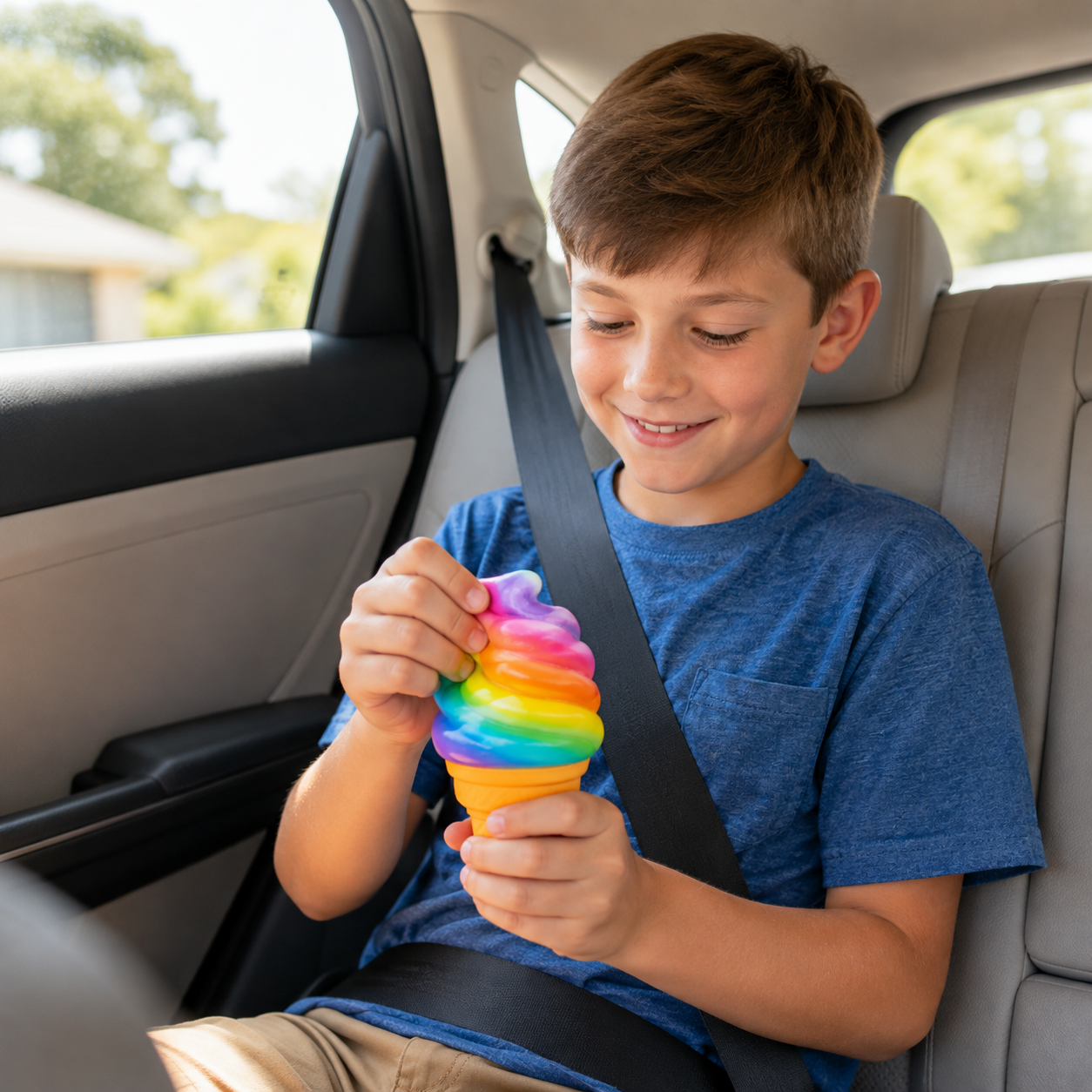 Rainbow Ice Cream Cone Slow-Rise Squishy- Sensory Fidget Toy
