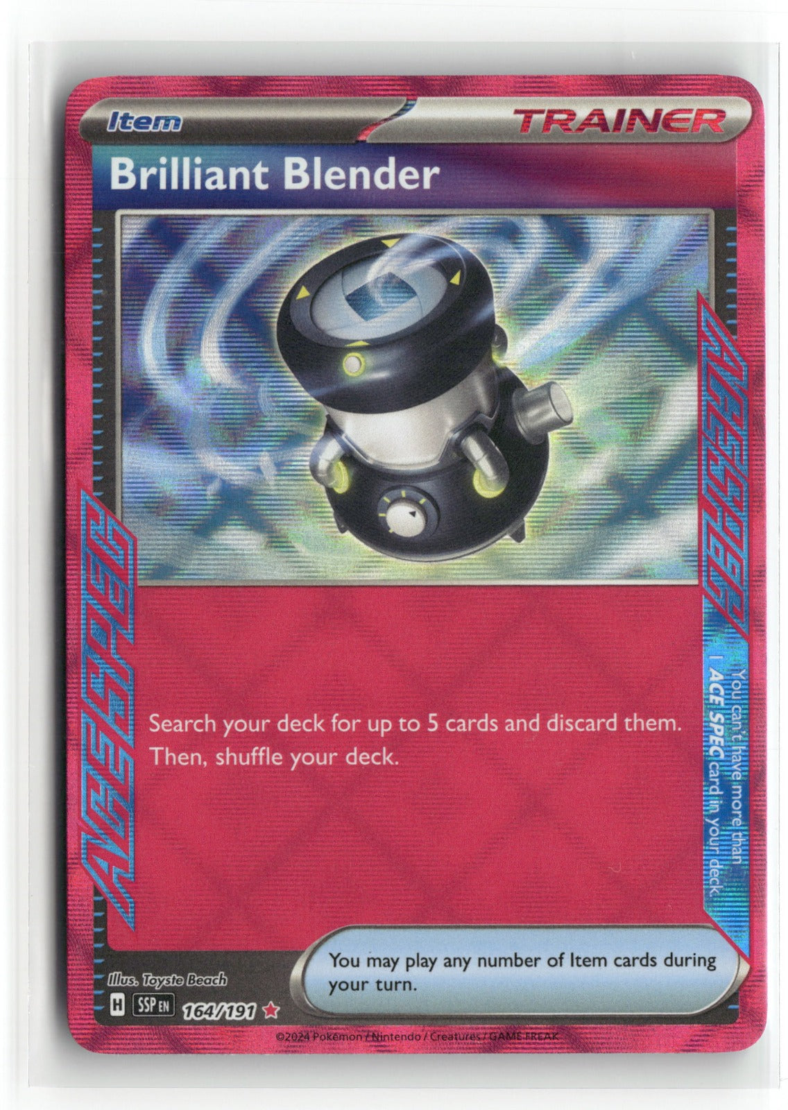 Pokemon Brilliant Blender 164/191 ACE SPEC Rare 2024 SV08: Surging Sparks