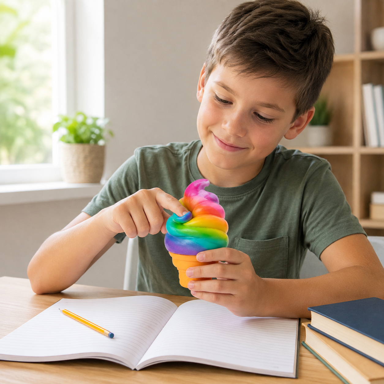 Rainbow Ice Cream Cone Slow-Rise Squishy- Sensory Fidget Toy