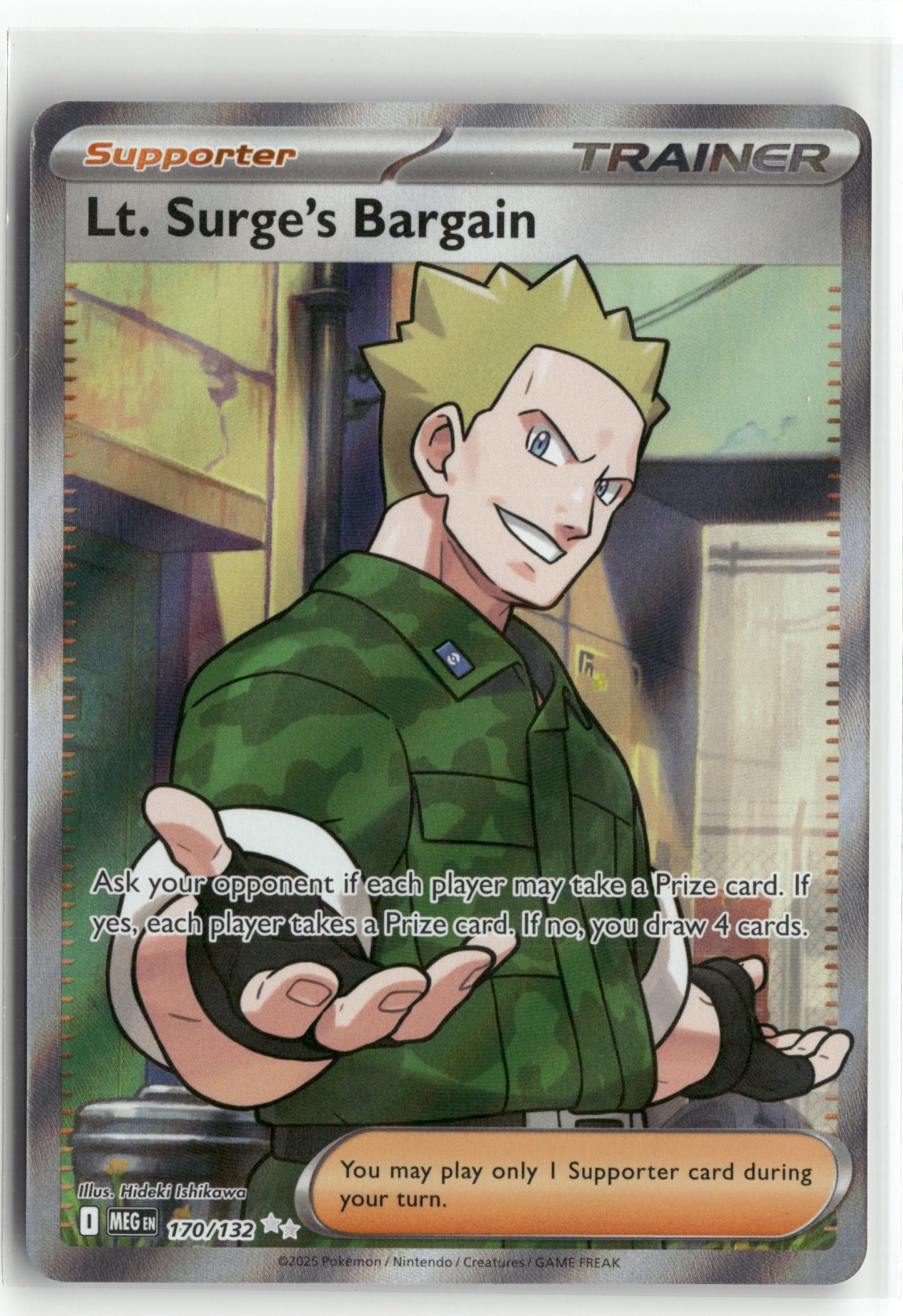 Pokemon Lt. Surge's Bargain 170/132 Ultra Rare 2025 ME01: Mega Evolution