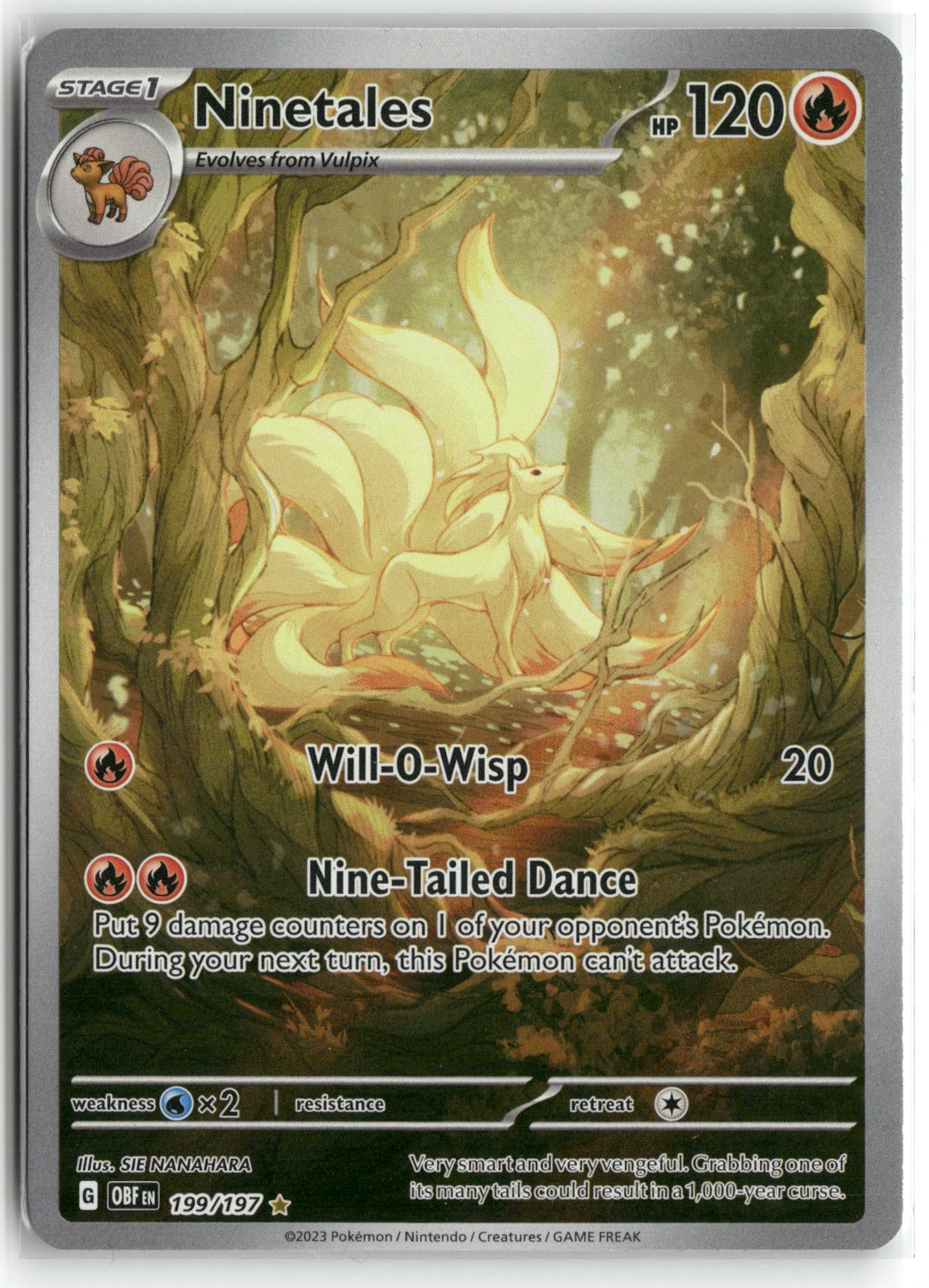 Pokemon Ninetales 199/197 Illustration Rare 2023 SV03: Obsidian Flames