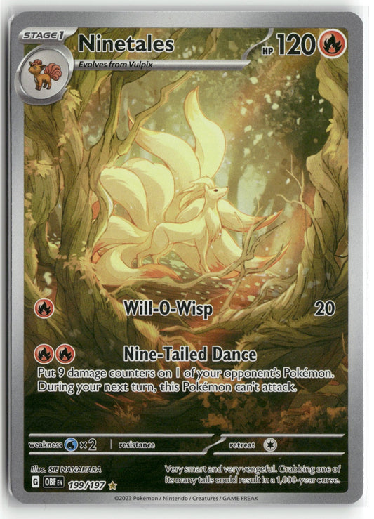 Pokemon Ninetales 199/197 Illustration Rare 2023 SV03: Obsidian Flames