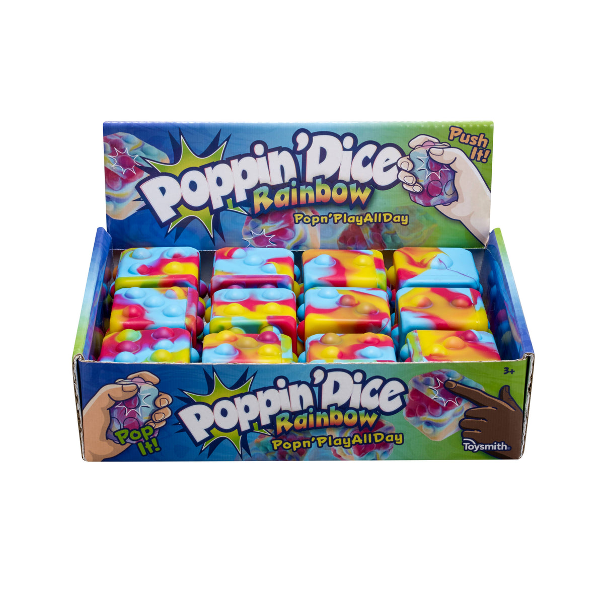 Poppin Dice' - Rainbow Satisfying Fidget Toy, Rainbow Colors