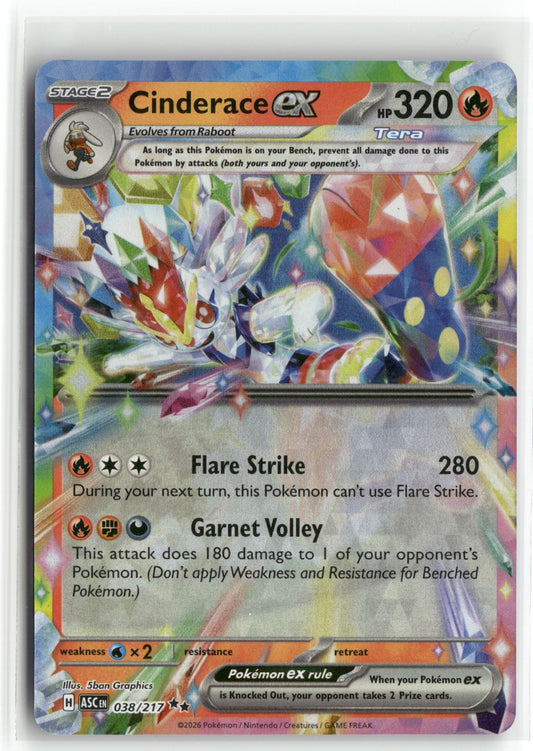 Pokemon Cinderace ex 038/217 Double Rare 2026 ME: Ascended Heroes