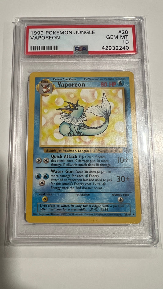 1999 Pokemon Jungle Vaporeon PSA 10