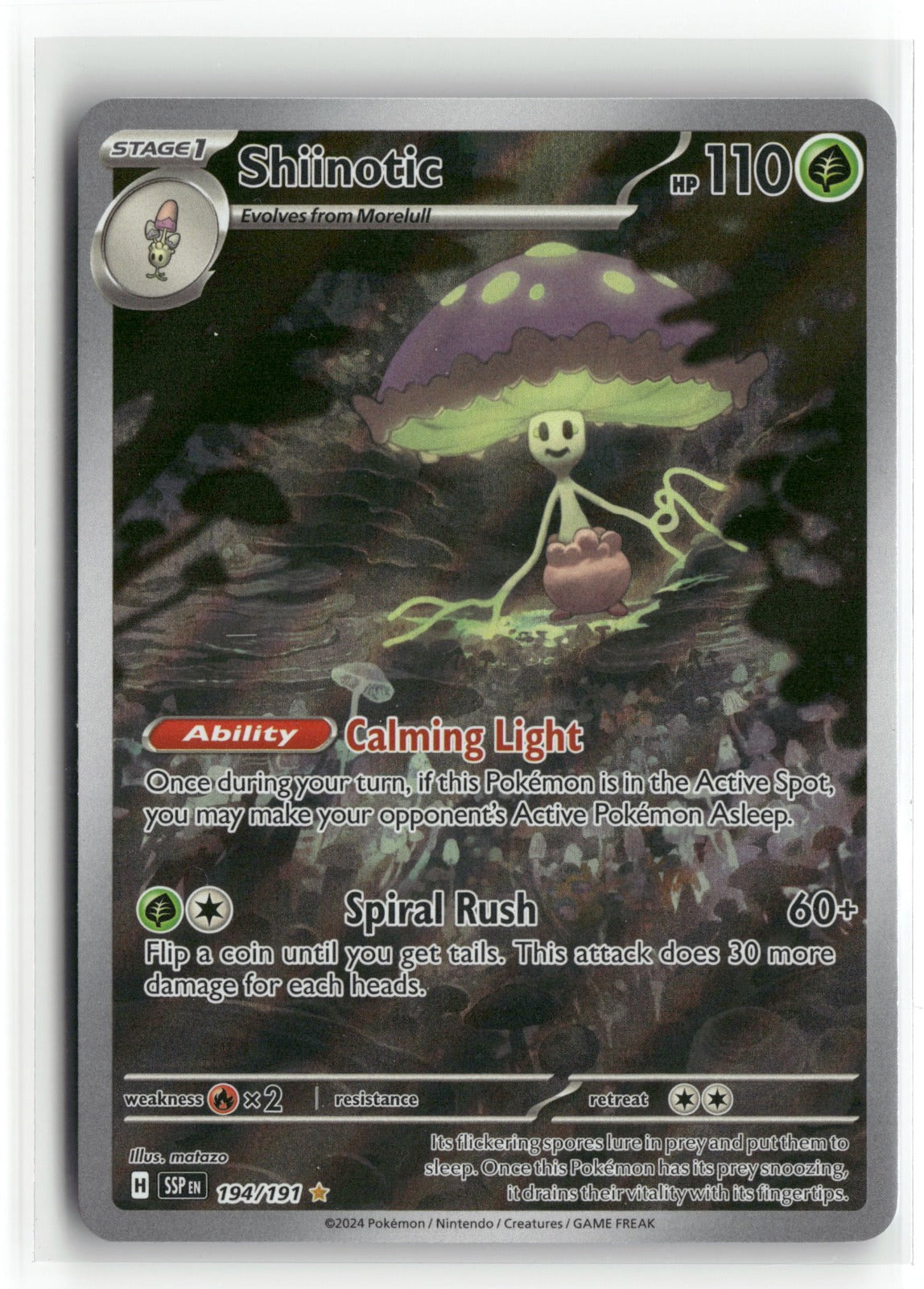 Pokemon Shiinotic 194/191 Illustration Rare 2024 SV08: Surging Sparks