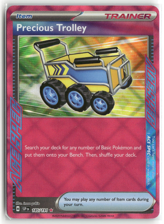 Pokemon Precious Trolley 185/191 ACE SPEC Rare 2024 SV08: Surging Sparks