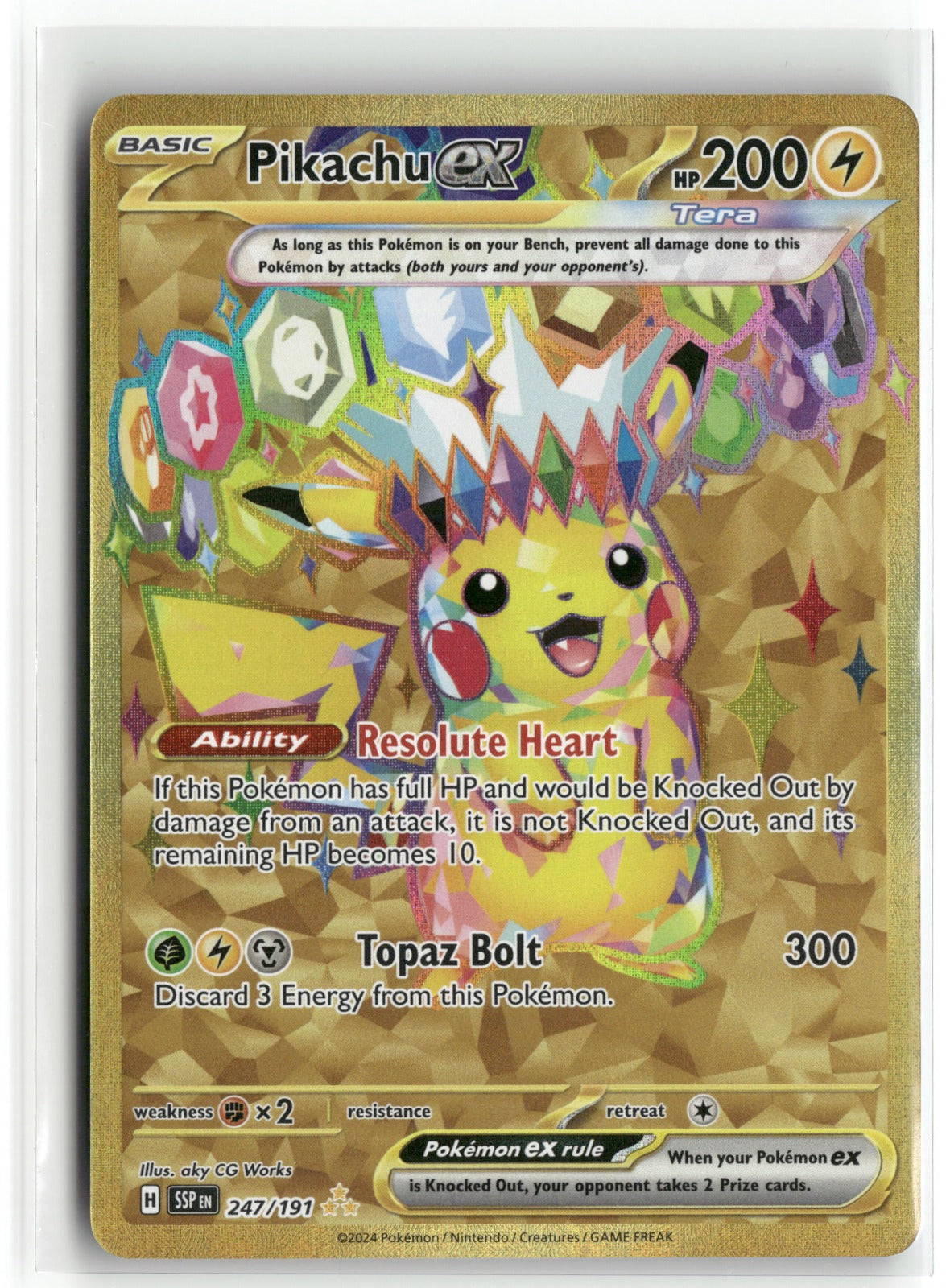 Pokemon Pikachu ex - 247/191 Hyper Rare 2024 SV08: Surging Sparks