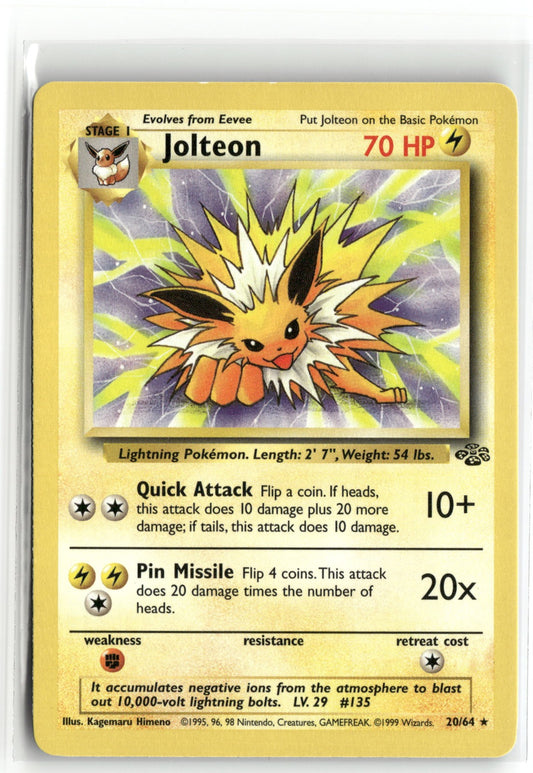 Pokemon Jolteon (20) 20/64 Rare 1999 Jungle
