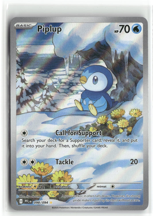 Pokemon Piplup 098/094 Illustration Rare 2025 ME02: Phantasmal Flames