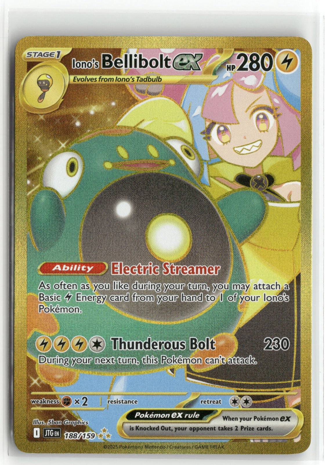 Pokemon Iono's Bellibolt ex - 188/159 Hyper Rare 2025 SV09: Journey Together