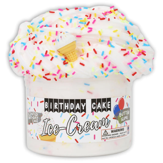 Birthday Cake Ice Cream - Butter Textured Slime - Handmade in USA - Dope Slimes - Scented - White