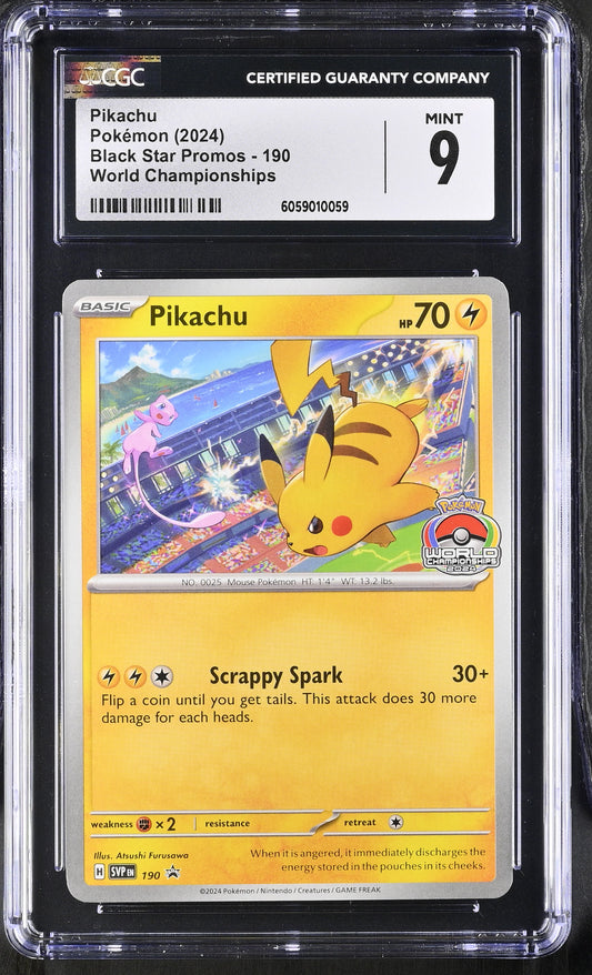 CGC 9 Pikachu #190 (2024 Black Star Promos – World Championships)