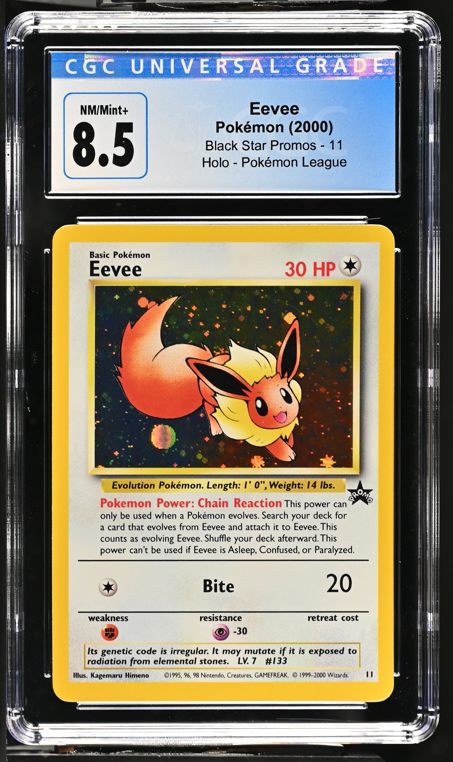 CGC 8.5 Eevee #11 (2000 Black Star Promos – Pokémon League)