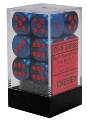Chessex Gemini Black-Starlight/Red 16mm d6 Dice Block (12 Dice)