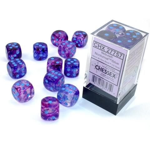 Chessex Nebula Nocturnal/Blue 16mm d6 Dice Block (12 Dice)
